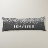 Graue und silberne Imitate Glitzer Ästhetischer In Seitenschläferkissen (Rückseite)
