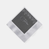 Graue und silberne Spitzen elegante, funkelnde Ser Serviette (Ecke)