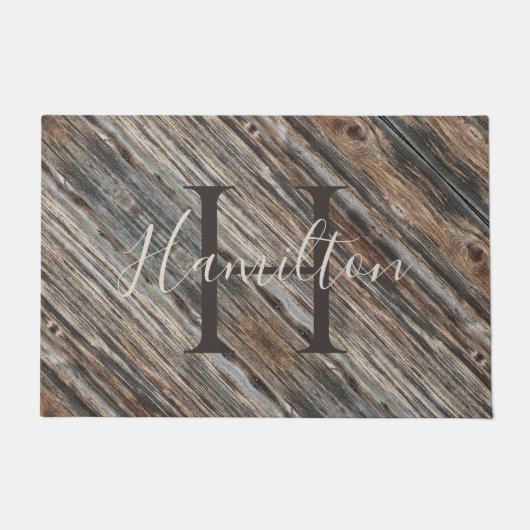 Graue und Tan Holz Design Door Mat HAMbWG Fußmatte (Vorderseite)