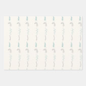 Graue und türkisfarbene Blumendoodles in Weiß. Geschenkpapier Set (Vorderseite 2)