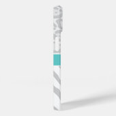 Graue und türkisfarbene Farbdruckmonogramm Case-Mate iPhone Hülle (Rückseite / Rechts)