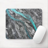 Graue und türkisfarbene Wasserfarben Mousepad (Mit Mouse)