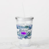 Graue und violette Blumenmuster Acryltrinkbecher (Links)