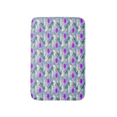 Graue und violette Blumenmuster Badematte (Vorderseite Vertikal)