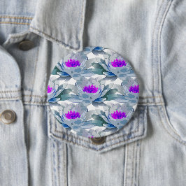 Graue und violette Blumenmuster Button