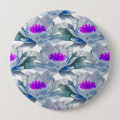 Graue und violette Blumenmuster Button (Vorderseite)
