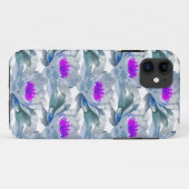 Graue und violette Blumenmuster Case-Mate iPhone Hülle (Rückseite (Horizontal))