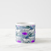 Graue und violette Blumenmuster Espressotasse (Vorderseite)