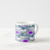 Graue und violette Blumenmuster Espressotasse (Vorderseite Rechts)