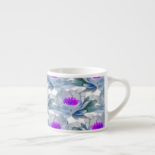 Graue und violette Blumenmuster Espressotasse (Rechts)