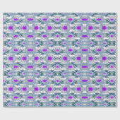 Graue und violette Blumenmuster Geschenkpapier (Flach)