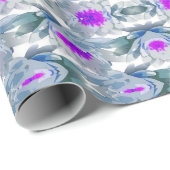 Graue und violette Blumenmuster Geschenkpapier (Rolleneckpunkt)