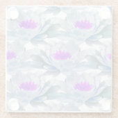 Graue und violette Blumenmuster Glasuntersetzer (Rückseite)