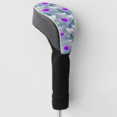 Graue und violette Blumenmuster Golf Headcover (angewinkelt)