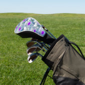 Graue und violette Blumenmuster Golf Headcover (In SItu)