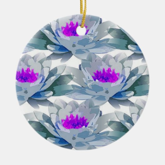 Graue und violette Blumenmuster Keramik Ornament (Vorne)
