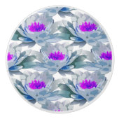 Graue und violette Blumenmuster Keramikknauf (Vorderseite)