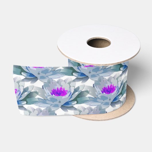 Graue und violette Blumenmuster Satinband (Spule)