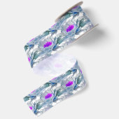 Graue und violette Blumenmuster Satinband (Rückseite)