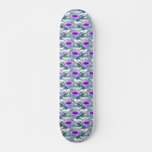Graue und violette Blumenmuster Skateboard (Vorne)