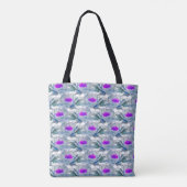 Graue und violette Blumenmuster Tasche (Rückseite)