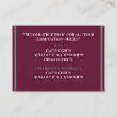 Graue und weinfarbige Graduierungskappe im Einzelh Visitenkarte (Rückseite)