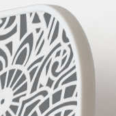 Graue und weiße Abstrakte Flora tropisch-hawaiisch Pickleball Schläger (Linke Seite)