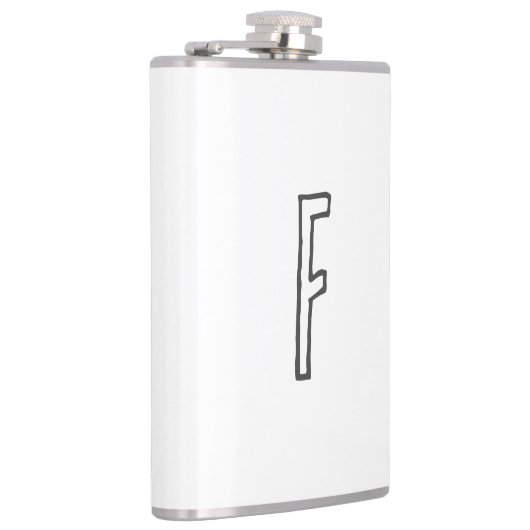 Graue und weiße Anfangsbuchstaben Mit Monogramm Sc Flachmann (Rechts)