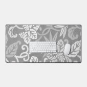 Graue und weiße Art Deco Blumenstube Matte Pad Schreibtischunterlage (Tastatur & Maus)