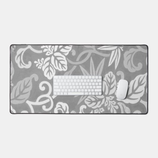 Graue und weiße Art Deco Blumenstube Matte Pad Schreibtischunterlage (Tastatur & Maus)