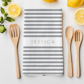 Graue und weiße Bauernhöfe Gestreiftes Muster Geschirrtuch