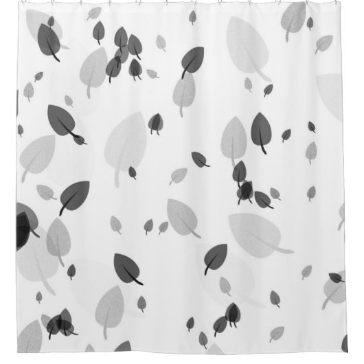 Graue und weiße Blätter Duschvorhang (Vorderseite)