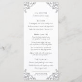 Graue und weiße Blätter zeichnend Mono-Hochzeit Menükarte (Rückseite)