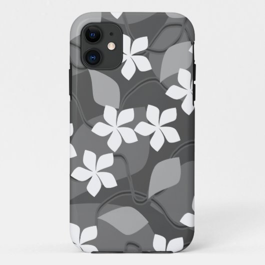Graue und weiße Blumen. Blumenmuster Case-Mate iPhone Hülle (Rückseite)