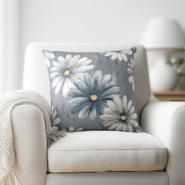 Graue und weiße Blumenelemente Kissen
