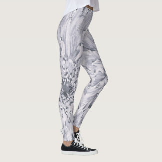 Graue und weiße Dahlienblume Leggings