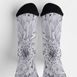 Graue und weiße Dahlienblume Socken