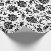 Graue und weiße Damasken Geschenkpapier (Ecke)