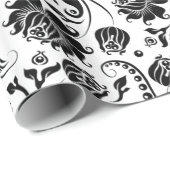 Graue und weiße Damasken Geschenkpapier (Rolleneckpunkt)