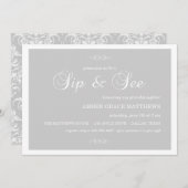 Graue und weiße Damaskus Sip und Einladung sehen (Vorne/Hinten)