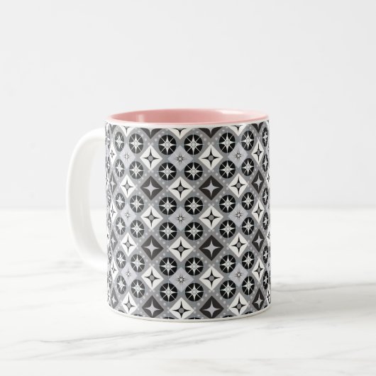 Graue und weiße Designs Zweifarbige Tasse (Vorderseite Links)