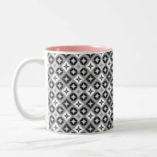 Graue und weiße Designs Zweifarbige Tasse (Links)