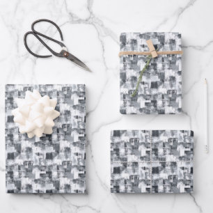 Graue und weiße Druckfarbe Geschenkpapier Set