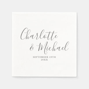 Graue und weiße, elegante Hochzeit Serviette