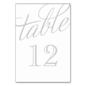 Graue und weiße elegante Script-Tischnummern Tischnummer (Rückseite)