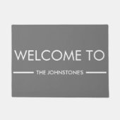 Graue und weiße Familienname Personalisiert Empfan Fußmatte (Vorderseite)