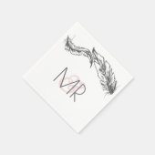 Graue und weiße Federn Elegante Hochzeit Serviette (Ecke)