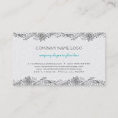 Graue und weiße Flora Paisley Lace Visitenkarte (Rückseite)