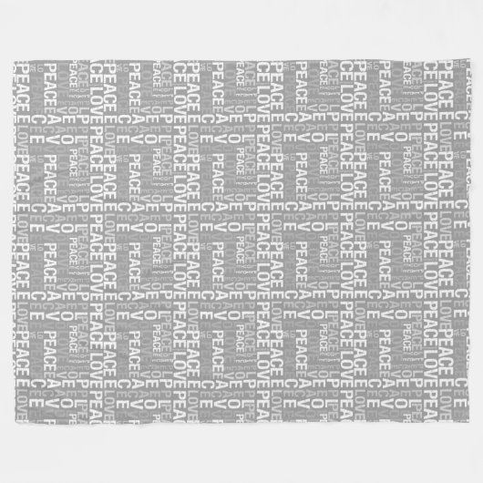 Graue und weiße FriedensLiebe Fleecedecke (Vorderseite (Horizontal))