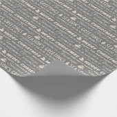 Graue und weiße frohe Weihnachts Retro Typografie Geschenkpapier (Ecke)
